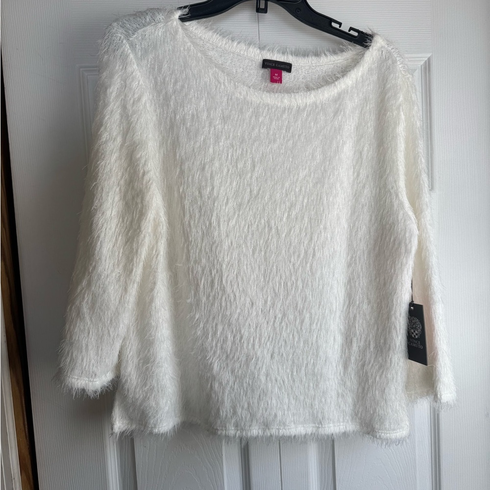 Vince Camuto Cream Fuzzy Sweater